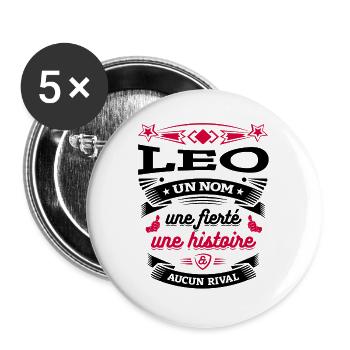 LEO UN NOM UNE FIERTÉ AUCUN RIVAL - Lot de 5 grands badges (56 mm) - blanc - Devant