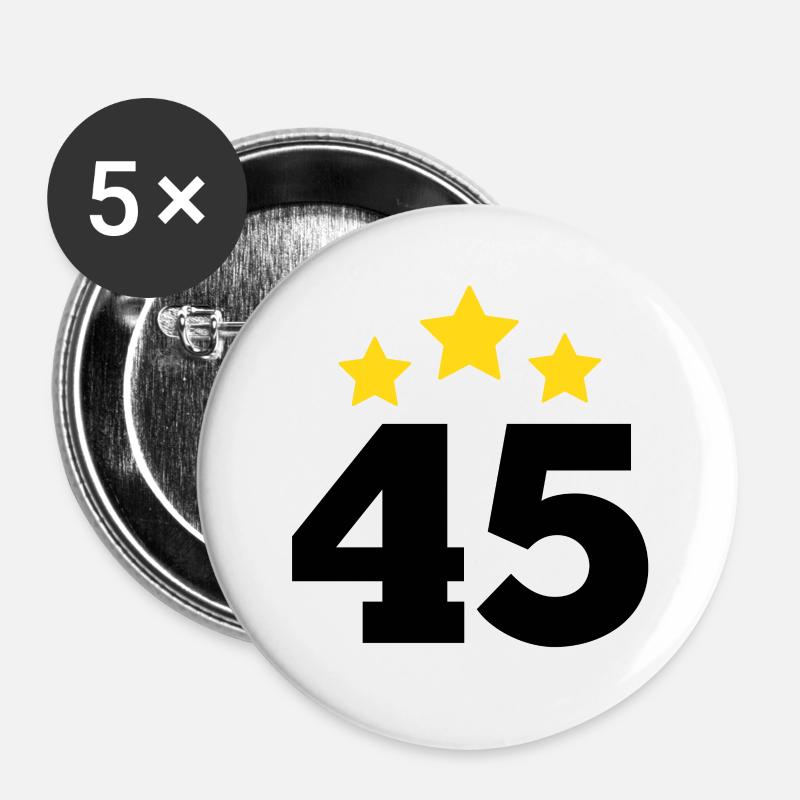 45 Years Star - 45th Anniversary Gift - Buttons large 2.2''/56 mm (5-pack) - white