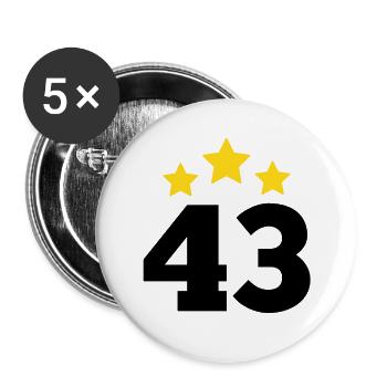 43 Jahre Stern - Geschenk zum 43. Jubiläum - Buttons groß 56 mm (5er Pack) - Weiß - Vorne