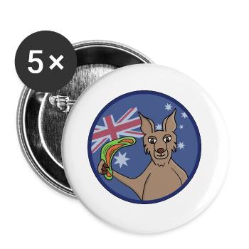 Adorable Kangaroo Australia boomerang - Buttons large 2.2''/56 mm (5-pack) - white - Front