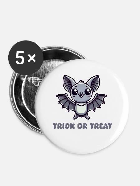 Fledermaus Comic - Buttons groß 56 mm (5er Pack) - Weiß