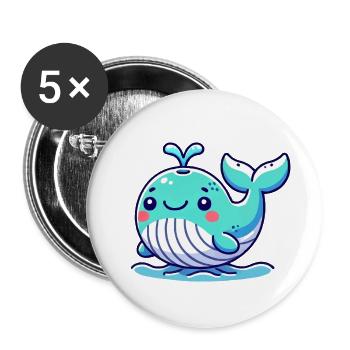 bande dessinée de baleine - Lot de 5 grands badges (56 mm) - blanc - Devant