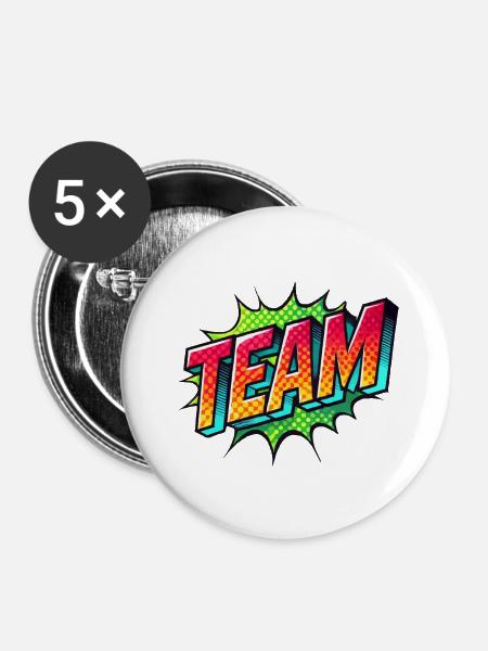 team - Buttons groß 56 mm (5er Pack) - Weiß