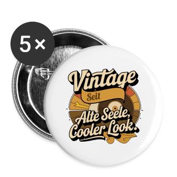 Retro Vintage Geburtsjahr personalisierte Geschen - Buttons groß 56 mm (5er Pack) - Weiß - Vorne