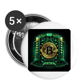 Bitcoin Krypto Crypto to the Moon Geschenk CPU - Buttons groß 56 mm (5er Pack) - Weiß - Vorne