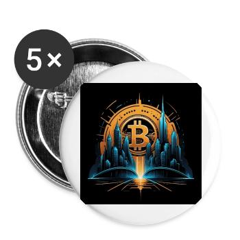 Bitcoin Crypto Crypto à la Lune Gift City - Lot de 5 grands badges (56 mm) - blanc - Devant