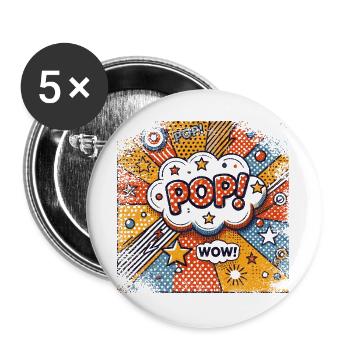 Pop Art | trendy - Buttons large 2.2''/56 mm (5-pack) - white - Front