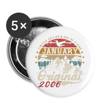 Janvier 2006 Cadeau Anniversaire - Janvier 2006 - Lot de 5 grands badges (56 mm) - blanc - Devant