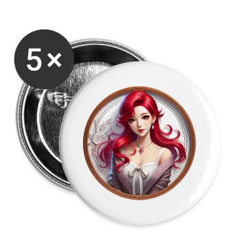 Roter Haar Glamour im Rundbild - Buttons groß 56 mm (5er Pack) - Weiß - Vorne