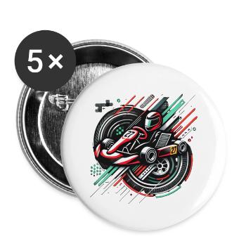 Karting Motorsport - Buttons groß 56 mm (5er Pack) - Weiß - Vorne