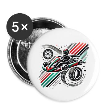 Kartsport Deluxe - Buttons groß 56 mm (5er Pack) - Weiß - Vorne