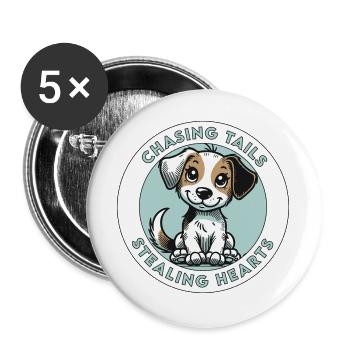 Chasing Tails Stealing Hearts - Buttons groß 56 mm (5er Pack) - Weiß - Vorne