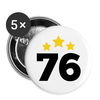 76 Jahre Stern - Geschenk zum 76. Jubiläum - Buttons groß 56 mm (5er Pack) - Weiß - Vorne