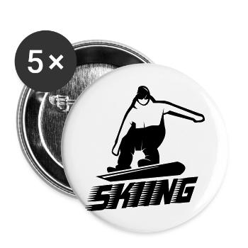 Ski Snowboard - Lot de 5 grands badges (56 mm) - blanc - Devant