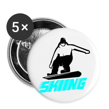 Ski - Lot de 5 grands badges (56 mm) - blanc - Devant