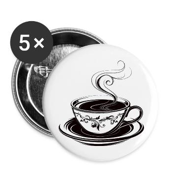 Classic Tea Cup with Steam and Saucer - Buttons large 2.2''/56 mm (5-pack) - white - Front