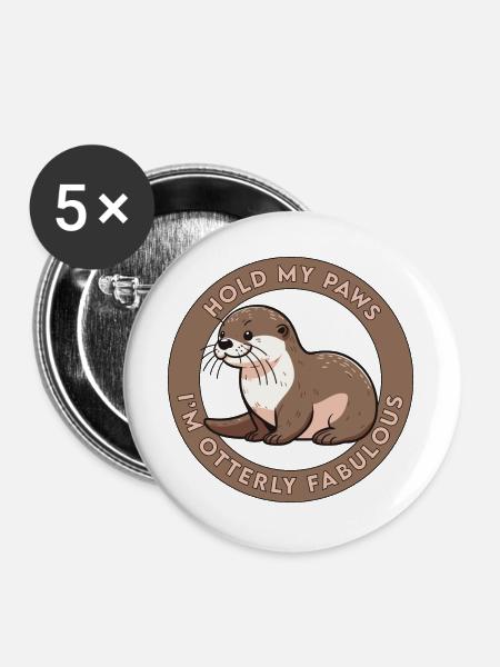 Otterly Fabulous - Buttons groß 56 mm (5er Pack) - Weiß