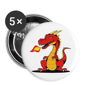 Drachenstark durch den Alltag - Buttons groß 56 mm (5er Pack) - Weiß - Vorne