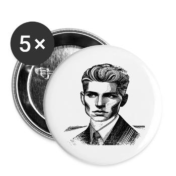 Unbekannter Star | Linienraster | Men - Buttons groß 56 mm (5er Pack) - Weiß - Vorne