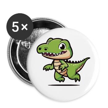 Düwex – Dein cooler Dino-Look - Buttons groß 56 mm (5er Pack) - Weiß - Vorne