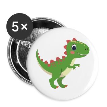 Düwex – Le cool T-Rex aux pointes rouges - Lot de 5 grands badges (56 mm) - blanc - Devant
