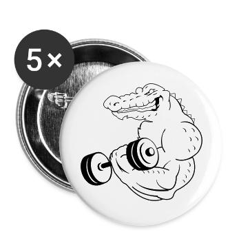 Fitness Crocodile 01 - Buttons large 2.2''/56 mm (5-pack) - white - Front