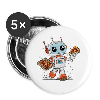 PizzaRobot– Multitask-Roboter, der Pizza Liefert - Buttons groß 56 mm (5er Pack) - Weiß - Vorne