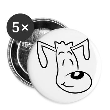 Hund Gesicht Kleiner Glücklicher Welpe Haustier - Buttons groß 56 mm (5er Pack) - Weiß - Vorne