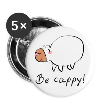 Don't worry - be cappy - Buttons groß 56 mm (5er Pack) - Weiß - Vorne