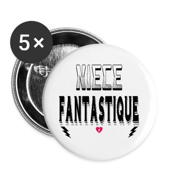 Nièce Fantastique - Lot de 5 grands badges (56 mm) - blanc - Devant