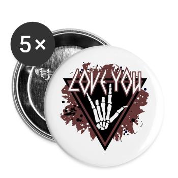 xoxo love you amore Blumen Frauen Valentinstag - Buttons groß 56 mm (5er Pack) - Weiß - Vorne