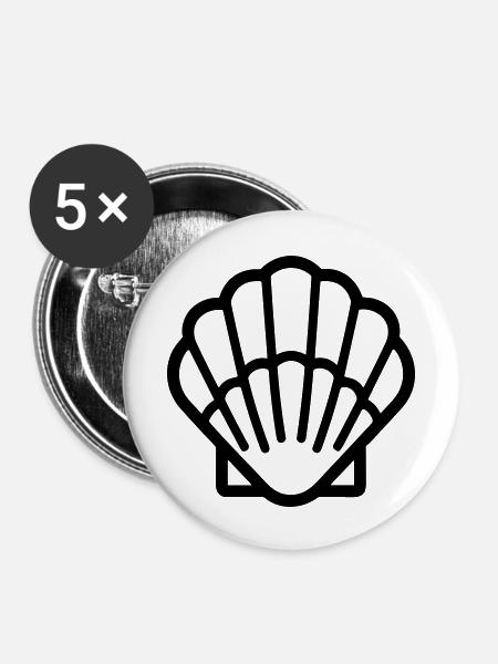 Muschel - Buttons groß 56 mm (5er Pack) - Weiß