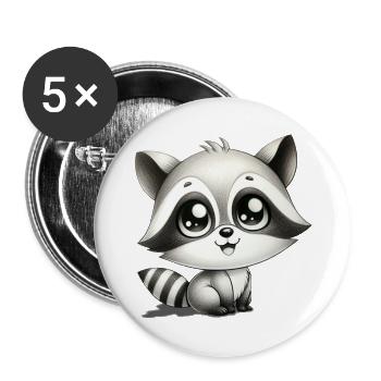 raccoon - Buttons large 2.2''/56 mm (5-pack) - white - Front