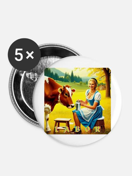 LABOR BAVARIA - Buttons groß 56 mm (5er Pack) - Weiß