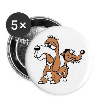 2 chiens équipe stupide deux amis équipage malheureux - Lot de 5 grands badges (56 mm) - blanc - Devant