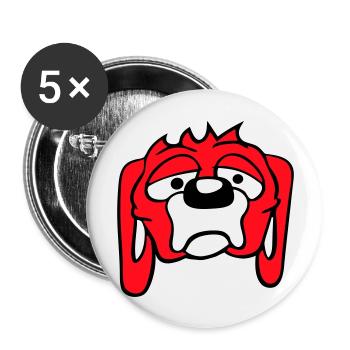 Le chien a l’air malheureux, triste, timide, peur - Lot de 5 grands badges (56 mm) - blanc - Devant