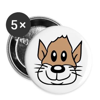 Visage de chien Petit Tête d’animal de compagnie Mignon - Lot de 5 grands badges (56 mm) - blanc - Devant