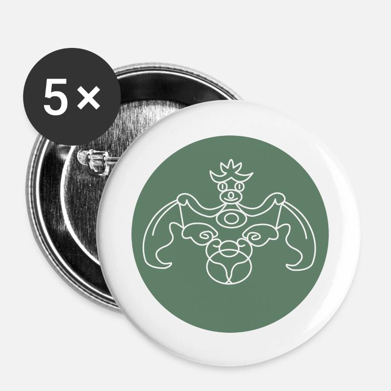 Bat in green circle - Buttons large 2.2''/56 mm (5-pack) - white