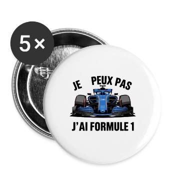 je peux pas j'ai racing - Lot de 5 grands badges (56 mm) - blanc - Devant