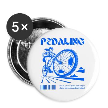 Pedaling – power and freedom on two wheels - Buttons large 2.2''/56 mm (5-pack) - white - Front