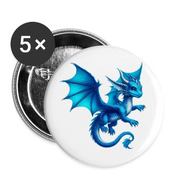 Drache - Buttons groß 56 mm (5er Pack) - Weiß - Vorne