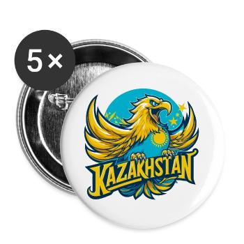 Kazakhstan Eagle Sun Flag Flag Gift - Buttons large 2.2''/56 mm (5-pack) - white - Front