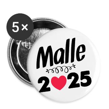 malle 2025 - Buttons groß 56 mm (5er Pack) - Weiß - Vorne