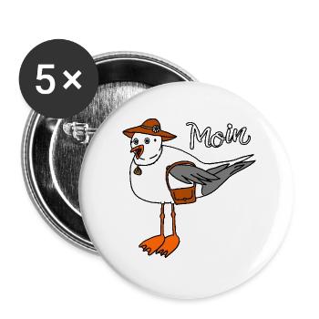 Seagull with Handbag Moin Baltic Sea North Sea Holiday - Buttons large 2.2''/56 mm (5-pack) - white - Front