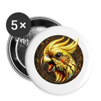 Steampunk-Bird (01) - Buttons groß 56 mm (5er Pack) - Weiß - Vorne