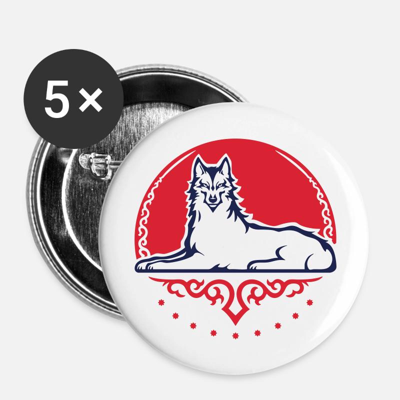 Chechen Wolf - 2025 - Buttons large 2.2''/56 mm (5-pack) - white
