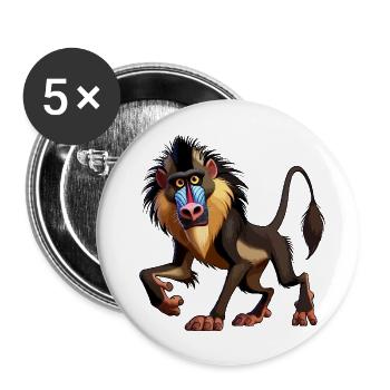 Mandrill baboon - Buttons large 2.2''/56 mm (5-pack) - white - Front