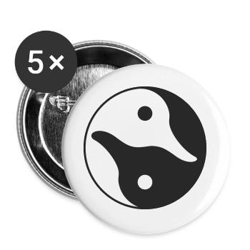 Canard Yin Yang - Lot de 5 grands badges (56 mm) - blanc - Devant