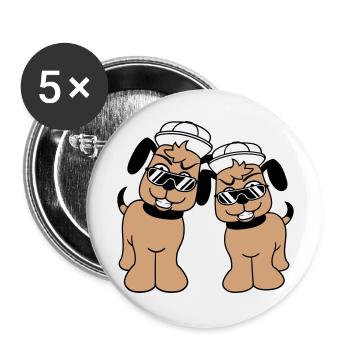 2 DJ chiens lunettes de soleil adolescent casquette casquette équipe - Lot de 5 grands badges (56 mm) - blanc - Devant