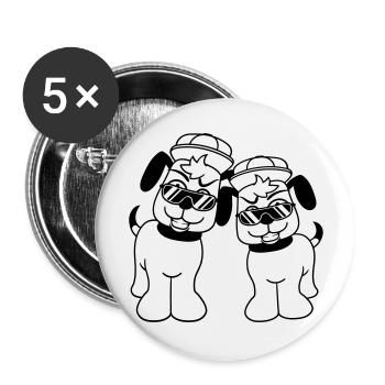 2 DJ chiens lunettes de soleil adolescent casquette casquette équipe - Lot de 5 grands badges (56 mm) - blanc - Devant